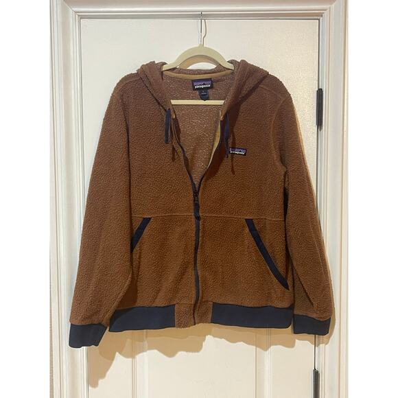 Brown Patagonia Women's Shearling Fleece Hooded Large - Picture 3 of 9